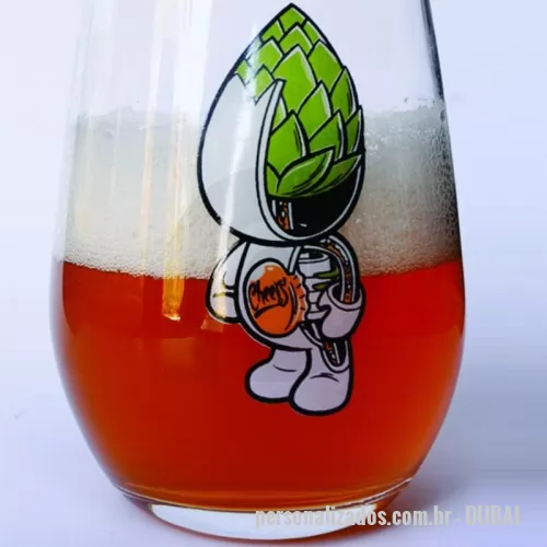 Copo vidro personalizado - Capacidade: 480 ml Largura: 8,5 cm Altura: 12 cm Peso Unitário: 160 g Ref: N 7664