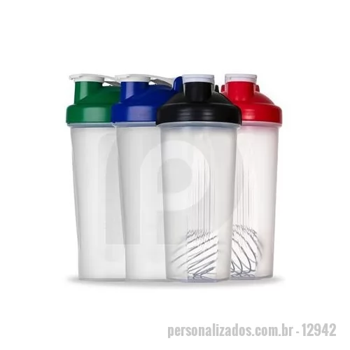 Coqueteleira personalizada - Coqueteleira para shake com capacidade de 600ml, copo com detalhes laterais em relevo e escala de medições em ml e oz. Tampa rosqueável com bocal e trava de segurança, acompanha misturador de mola.