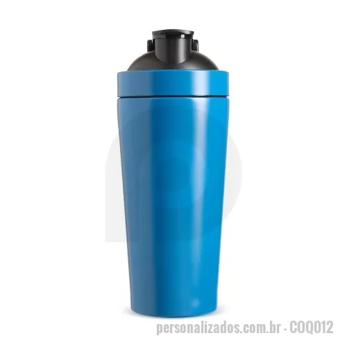 Coqueteleira personalizada - Coqueteleira em aço inox com capacidade de até 900 ml, desenvolvida para oferecer resistência e eficiência no preparo de bebidas em diferentes momentos do dia. Possui tampa rosqueável em plástico com abertura para o bocal, equipada com trava de segur