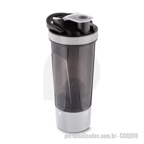 Coqueteleira personalizada - Coqueteleira com capacidade de 750 ml, produzida em material resistente com copo translúcido e escala de medição em ml e oz, facilitando o preparo preciso de bebidas. Possui tampa rosqueável com bocal funcional, trava de segurança, alça integrada par