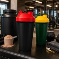 Coqueteleira produzida em polipropileno, com fabricação própria e disponível em diversas combinações de cores. Possui corpo leve, resistente e tampa com bocal, facilitando o preparo e o consumo de shakes, vitaminas, suplementos e bebidas variadas. Se