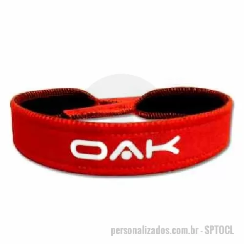 Cordão para óculos de neoprene personalizado - O cordão sicurezza é um suporte para óculos de sol ou óculos de segurança (Equipamento de Proteção Individual), confeccionado em neoprene. É uma peça que pode ser utilizada como brinde por empresas de diversos ramos.