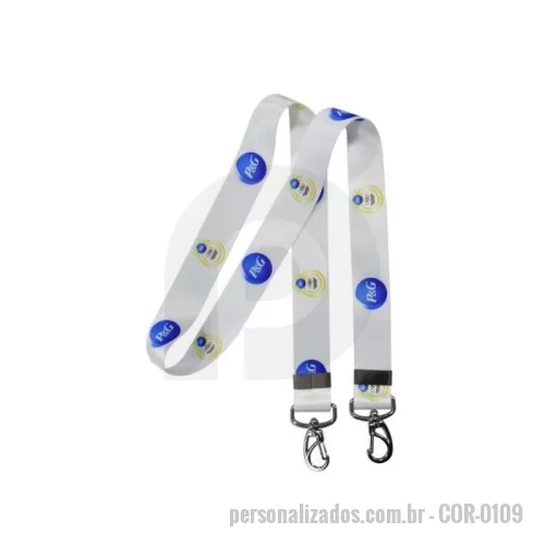 Cordão personalizado - Cordão para crachá 2x85cm com acabamento em mosquete nas duas pontas. Material em poliéster acetinado com impressão em digital.