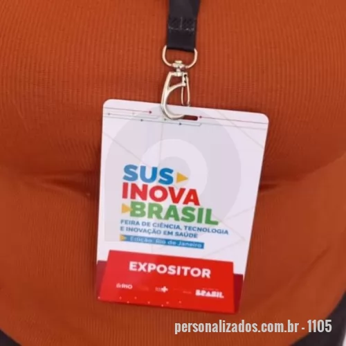 Crachá personalizado - Cracha de PVC - Com impressão em alta definição, tamanho 10x15 - Ideal para grandes eventos.