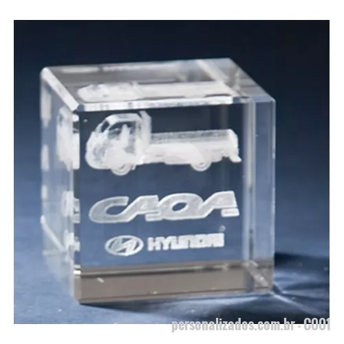 Cubo de cristal personalizado - Cubo de cristal com gravação a laser interna. Temos diversas medidas disponíveis.