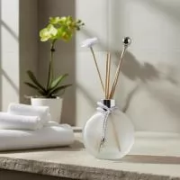 Mini difusor de ambientes: traduz elegância e tranquilidade em forma de aroma. Com fragrâncias premium, possui presença sofisticada e equilibrada. Ótimo para se destacar no ambiente, é um item refinado e que emociona. Enquanto um brinde simples é esquecido na gaveta, um aromatizador com a marca do seu cliente perfuma a casa dele por semanas, e mantém a lembrança viva. É esse brinde que a Moulin fabrica para você.