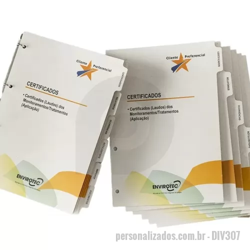 Divisória para fichário personalizada - DIVISÓRIA PERSONALIZADA DE 1 A 6