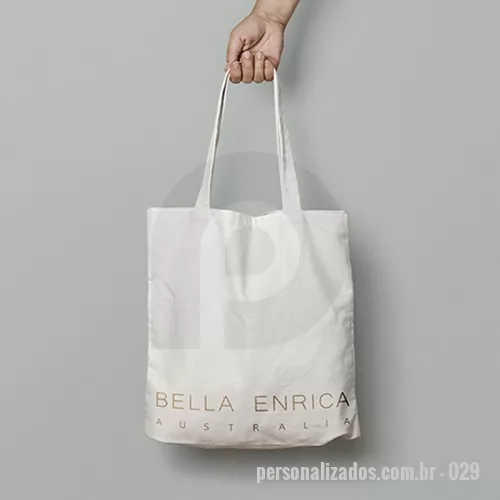 Ecobag personalizado - Sacola Ecológica com algodão cru, logo centralizado e alças do mesmo material.