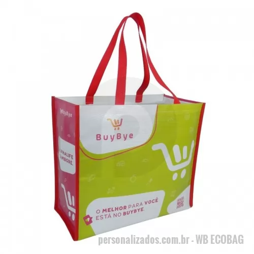 Ecobag personalizado - Ecobag em  Ráfia Laminada 120 Gramas -Cromia frente e costa mais lateral