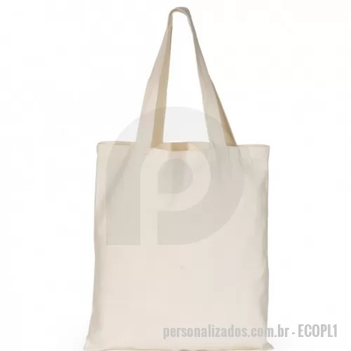 Ecobag personalizado - Sacola de algodão com alças costuradas na parte interna, tamanho 30x35