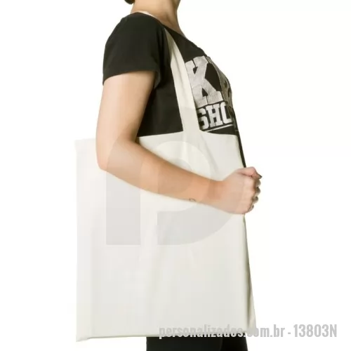 Ecobag personalizado - Sacola de algodão com alças costuradas na parte interna.