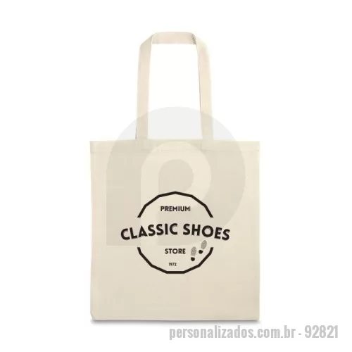 Ecobag personalizado - Sacola ecobag 100% algodão (140 g/m²) com alças de 60 cm.