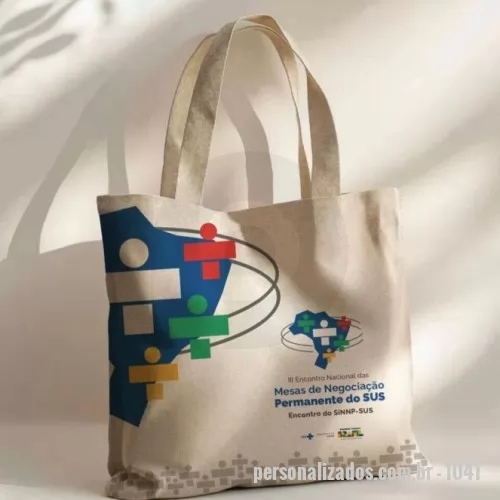 Ecobag personalizado - Ecobag de algodão com alça costurada internamente, largura e comprimento personalizado