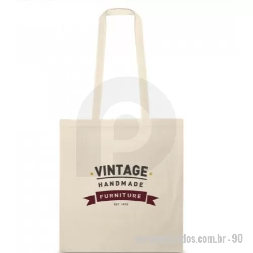 Ecobag personalizado - Sacola em 100% algodão (100 g/m²) com alças de 75 cm. 370 x 410 mm