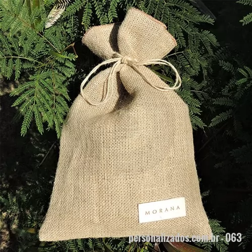 Embalagem de juta personalizado - Saco Ecológico Saco e cordão em juta 100% natural com forro de algodão.
