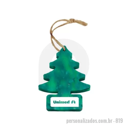 Enfeite de Natal personalizado - Green Plasticaria, fabricado 100% com plástico reciclado, produto inovador e eco sustentável, medindo5,6x8,0cm, a escolha ideal para o meio ambiente e para adequação às estratégias corporativas de ESG.
