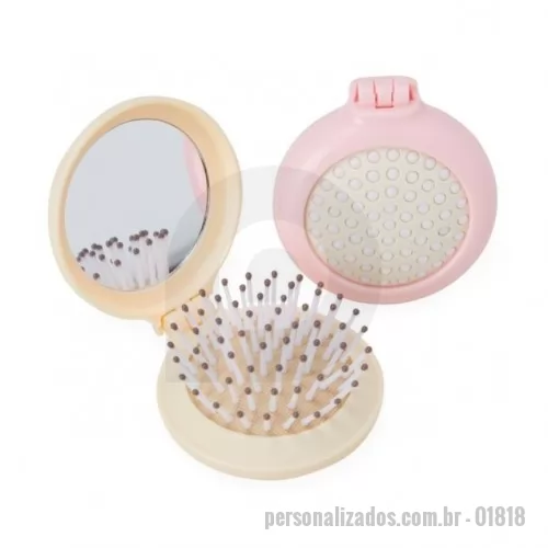 Escova de cabelo com espelho personalizada - Escova de cabelo com espelho (bolso)