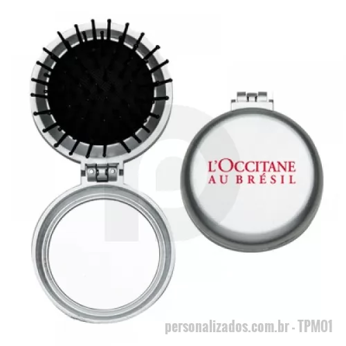 Escova de cabelo com espelho personalizada - 