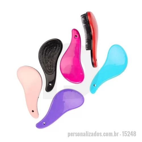 Escova de cabelo personalizada - Escova de cabelo Personalizada - 15248 - Escova plástica com design ergonômico e cerdas flexíveis posicionadas em dois níveis diferentes, oferecendo um pentear mais suave e desembaraçante sem puxar ou danificar os fios de diferentes comprimentos e curvaturas. - 182715 - Escova de cabelo