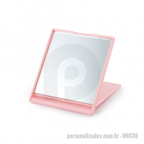 Espelho de bolso personalizado - Espelho plástico, frente e verso liso.
