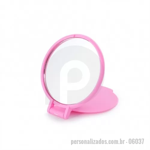 Espelho de bolso personalizado - Espelho plástico sem aumento, frente e verso