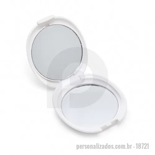 Espelho de bolso personalizado - Espelho duplo sem aumento, material plástico.