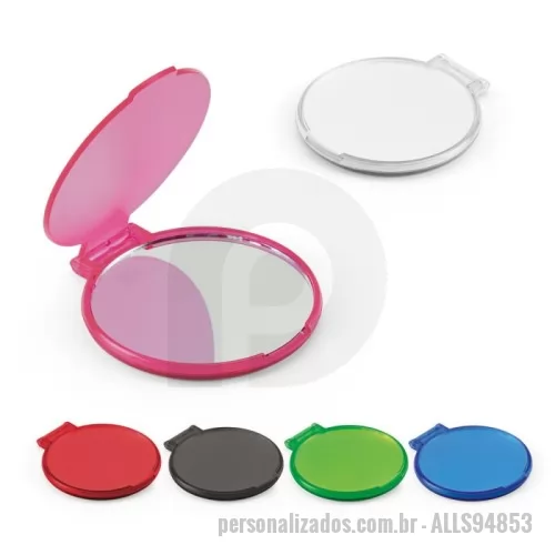 Espelho de bolso personalizado - Espelho de maquiagem com formato redondo, prático e com o tamanho ideal para transportar na bolsa.