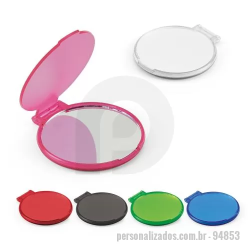 Espelho personalizado - Espelho Personalizado - 94853 - Espelho de maquiagem com formato redondo, prático e com o tamanho ideal para transportar na bolsa. ø60 x 5 mm - 179346 - Espelho