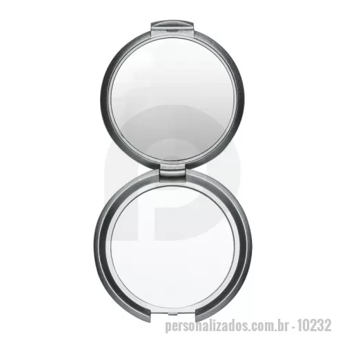 Espelho personalizado - Espelho Personalizado - 10232 - Espelho redondo duplo sem aumento, material em plástico resistente com superfície ondulada(área para gravação não é plana). - 182714 - Espelho
