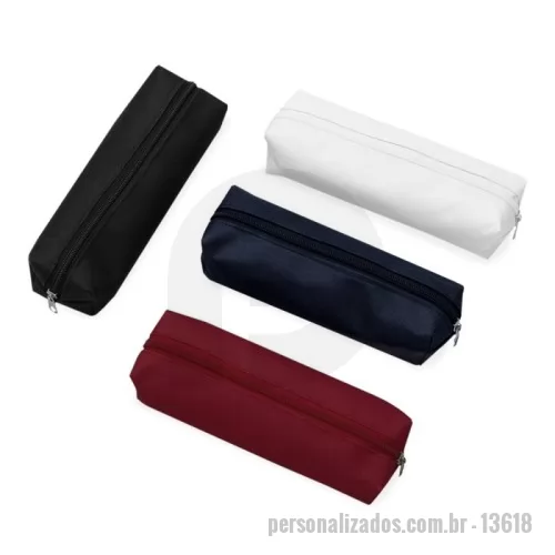 Estojo para Esferográfica personalizado - Estojo de nylon inteiro colorido com zíper e parte interna emborrachada.