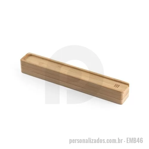 Estojo porta lápis personalizado - Estojo em Bambu para 1 Caneta Personalizado