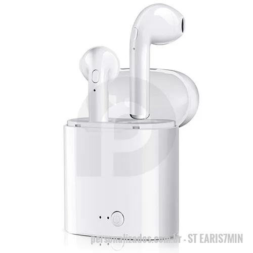 Fone de Ouvido Bluetooth personalizado - Earpods Wireless Personalizado. Modelo possui tecnologia Bluetooth, som estéreo, microfone para atender chamadas. Brinde útil para ouvir suas músicas e atender ligações. Possui bom espaço para personalizar a logomarca de empresas e parceiros comercia