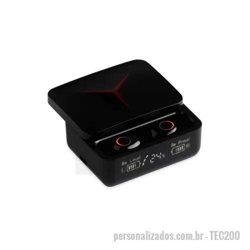 Fone de Ouvido Bluetooth personalizado - Fones de Ouvido Bluetooth c/ Case Carregador Promocional