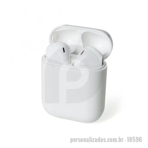 Fone de Ouvido Bluetooth personalizado - Descrição: Fone de ouvido bluetooth com comandos touch, microfone e case carregador de fechamento magnético. Fones e case com acabamento brilhante, acompanha USB Lightning.  Altura :  5,6 cm  Largura :  4,4 cm  Espessura :  2,1 cm
