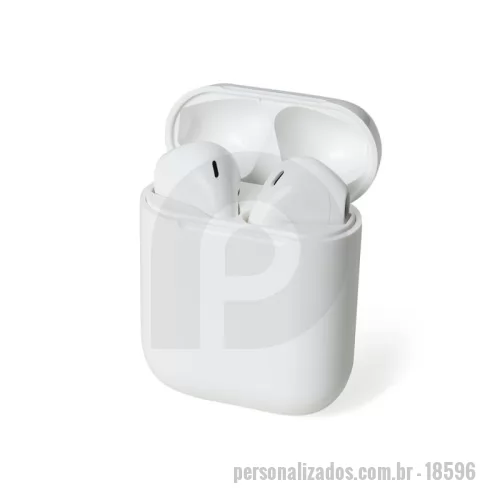 Fone de Ouvido Bluetooth personalizado - Fone de ouvido bluetooth com comandos touch, microfone e case carregador de fechamento magnético. Fones e case com acabamento brilhante, acompanha USB Lightning. Diversos modelos e cores