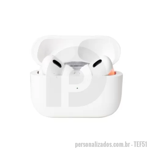 Fone de Ouvido Bluetooth personalizado - Fone de ouvido bluetooth com comandos touch e case carregador de fechamento magnético. Acompanha usb lightning e cordão de nylon com clipe integrado que facilita a fixação em mochilas e bolsas.