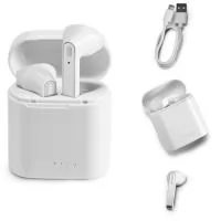 Fone de ouvido wireless stereo em ABS. Transmissão sem fios BT v5.0 com autonomia, aproximada, de 6 horas. Função para atender chamadas, controle de volume e conexão à playlist do dispositivo móvel. Incluso cabo USB para carregar. Fornecido em caixa presente. 71 x 55 x 28 mm | Auricular: 47 x 21 x 21 mm