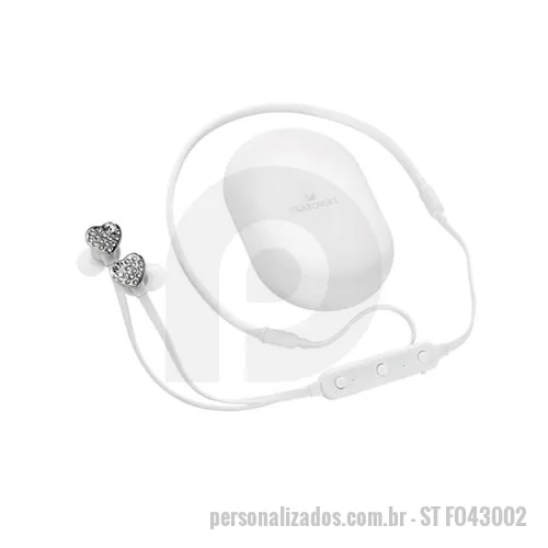 Fone de ouvido personalizado - Fone de ouvido Personalizado - ST FO43002 - FONE DE OUVIDO SWAROVSKI HEART - 106423 - Fone de ouvido