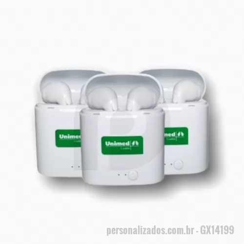 Fone de ouvido personalizado - Fone de Ouvido Bluetooth com Case Carregador