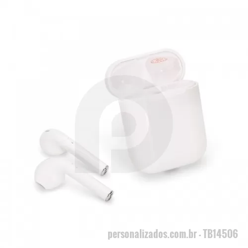 Fone de ouvido personalizado - Fone de ouvido bluetooth com case carregador de fechamento magnético, acompanha cabo USB Lightning