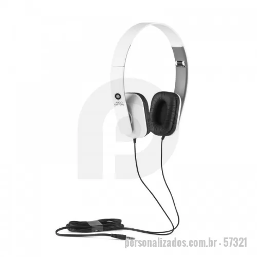 Fone de ouvido personalizado - Fone de ouvido dobráveis e ajustáveis em ABS. Cabo de 1,45 m com ligação stereo de 3,5 mm. Fornecido em caixa presente. Dobrados: 100 x 155 x 50 mm | Caixa: 110 x 170 x 70 mm
