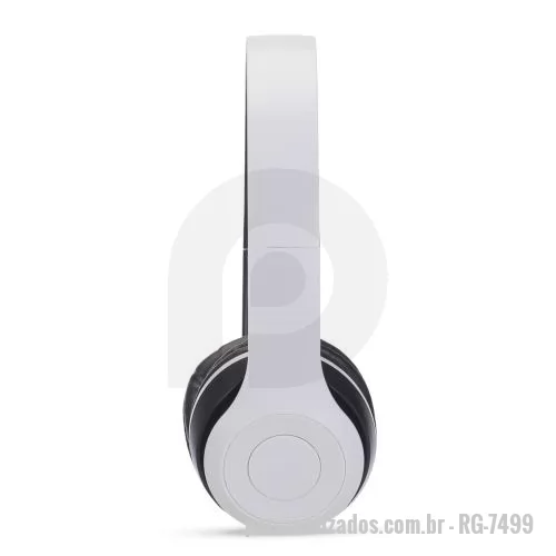 Fone de ouvido personalizado - Fone de ouvido sem fio com estrutura em plástico e acabamento fosco. Conexão via Bluetooth e entrada para cartão TF (microSD).