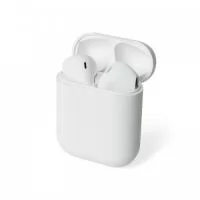 Fone de ouvido bluetooth com comandos touch, microfone e case carregador de fechamento magnético. Fones e case com acabamento fosco, acompanha USB Lightning.