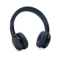 Fone de ouvido bluetooth. Revestimento de couro sintético com espuma interna, luzes LED RGB, hastes articuláveis com altura regulável.