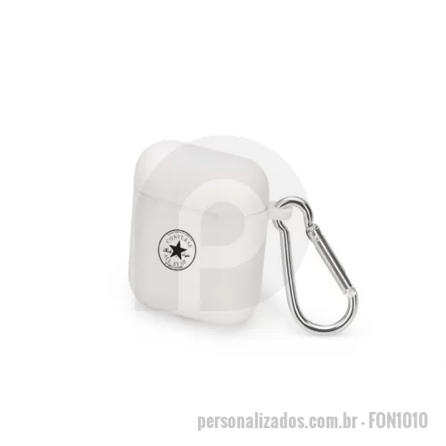 Fone personalizado - Fone de ouvido bluetooth com case carregador de fechamento magnético, Acompanha cabo USB Lightning.  