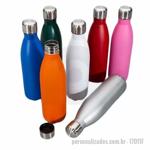 Garrafa de metal personalizada - Garrafa 750ml em inox com tampa rosqueável e pintura fosca. Obs.: Não é um modelo térmico.