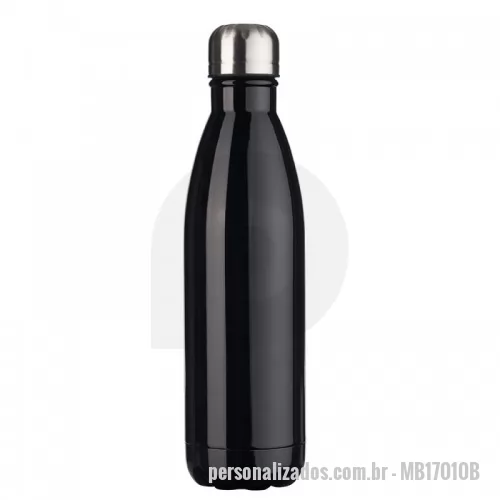 Garrafa de metal personalizada - Garrafa em Inox com capacidade de 750ml com tampa rosqueável e pintura brilhante. Obs.: Não é um modelo térmico.  É o modelo ideal de garrafa para brindar o seu cliente ou para kit boas-vindas. A Garrafa em Inox 750ml ficará bem vestida com a sua Marca!