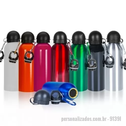 Garrafa de metal personalizada -  Squeeze Inox 500ml - 9139I Descrição: Squeeze 500ml de inox com pintura metalizada, tampa rosqueável  e acompanha um segundo bico com mosquetão (não é térmico). Tamanho total aproximado  (CxL):  21,3 cm x 6,5 cm Peso aproximado (g):  142  FABRICAMOS A MEDIDA QUE PRECISAR!   PRODUTO VENDIDO COM E SEM PERSONALIZAÇÃO consulte vendedor.  TEMOS MAIS DE 60 MIL OPÇÕES DE BRINDES PERSONALIZADOS CONSULTE-NOS. COMPRE TAMBÉM NO ATACADO EM MAIORES QUANTIDADES COM MELHOR PREÇO.  * PRODUTO SUJEITO À DISPONIBILIDADE DE ESTOQUE * APÓS A SUA COMPRA SOLICITE ORÇAMENTO PARA PERSONALIZAÇÃO E VERIFIQUE O PRAZO DE ENTREGA. * COMPRE TAMBÉM PRODUTOS JÁ PERSONALIZADOS! * TRABALHAMOS COM SILK - LASER - TAMPOGRAFIA - ULTRA VIOLETA - TRANSFER - SUBLIMAÇÃO - DECALQUE E RELEVO. * PRODUTOS PERSONALIZADOS PERDEM A GARANTIA DE TROCA  TENDO A NECESSIDADE DE PERSONALIZAÇÃO ENVIAR O LOGO NO MESMO DIA DA COMPRA PARA NÃO HAVER ATRASOS NO SEU PEDIDO!!!  Para quantidades maiores ou menores e cores verificar com o Vendedor. 