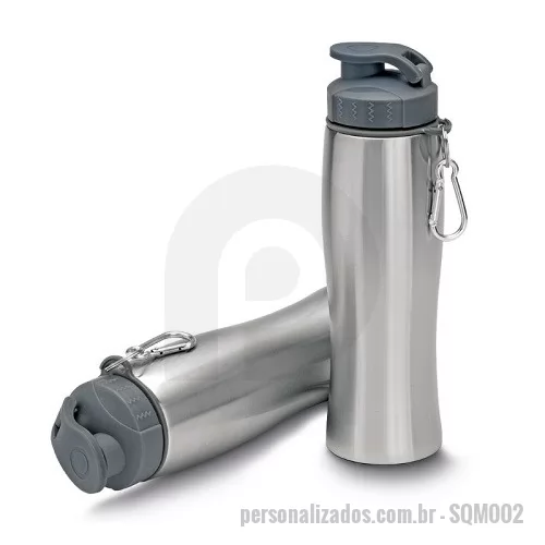 Garrafa de metal personalizada - Garrafa Squeeze Metal com Mosquetão