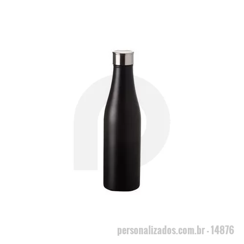 Garrafa de metal personalizada - Garrafa inox com capacidade de 1 litro, com tampa rosqueável.